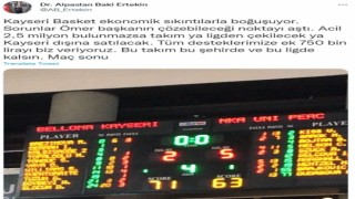 Alpaslan Baki Ertekin'den Kayseri Basketbol Çağrısı